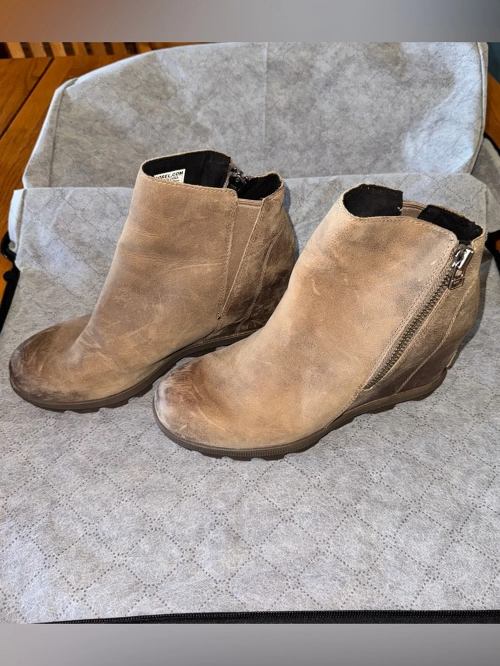 Sorel Joan of Arctic Wedge II Boot NL3365 Taupe Camel Zip Size 8